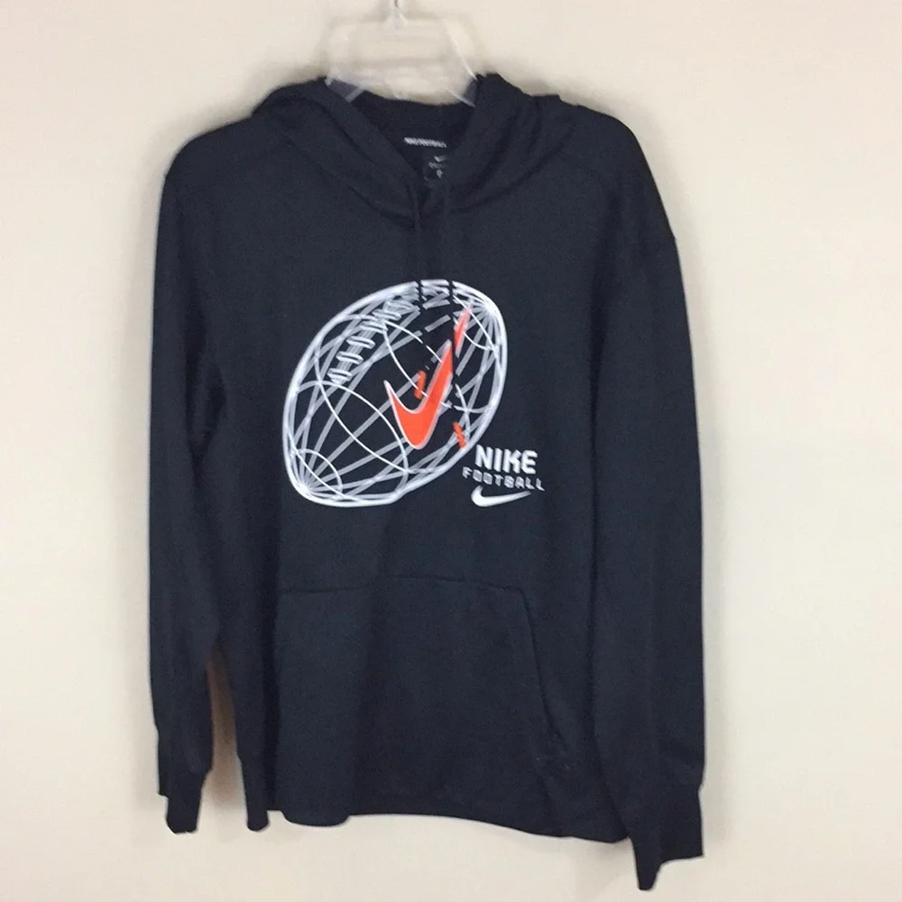 Nike Football Black Performance Hoodie Large Football with Swoosh Size Large